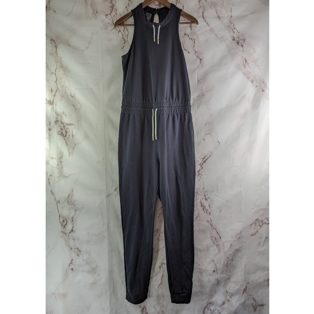 Gymshark Jumpsuit Womens Large Black Tank Sleeveless Crop Lounge Solace